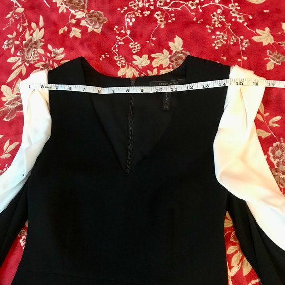 BCBGMaxAzria Colour-Block Cold-Shoulder Long-Sleeve "Shannen" Peplum Top XXS - Picture 9 of 16